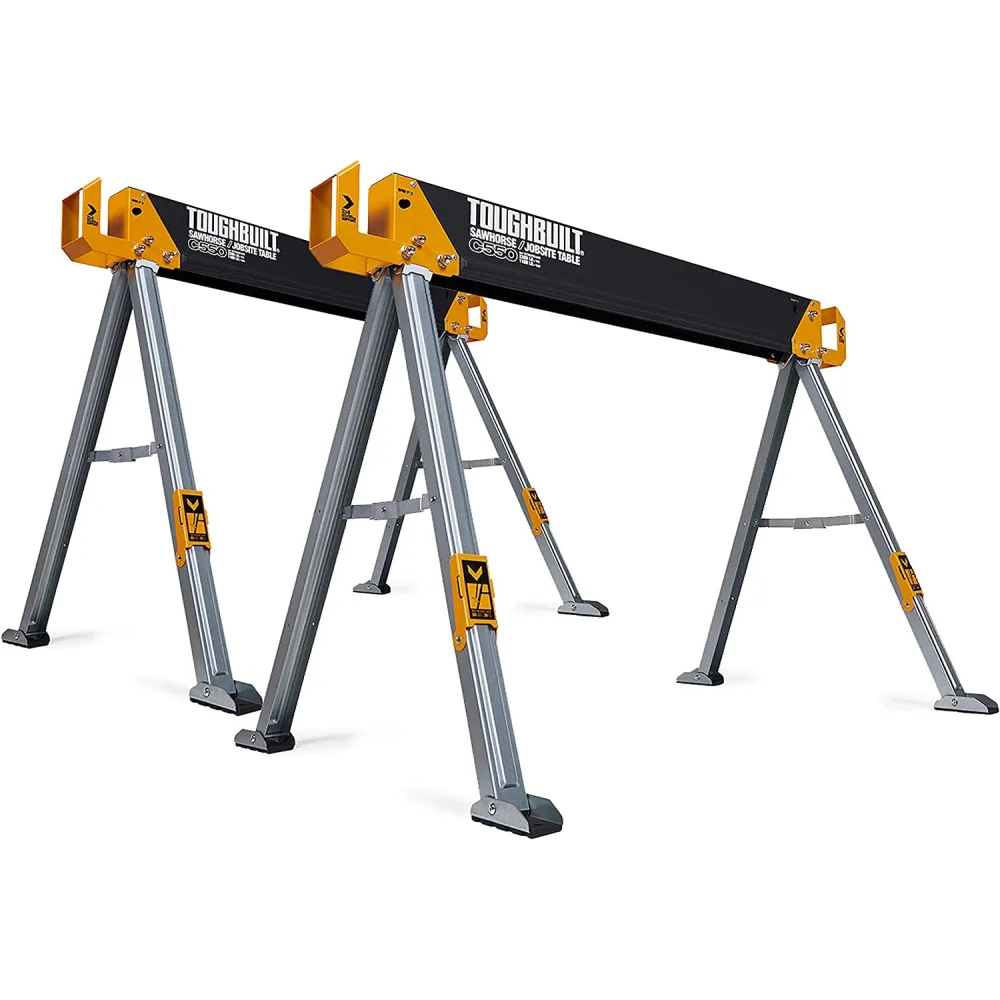 Set doua mese de santier cu picioare reglabile ToughBuilt TB-C550-2, 100% otel, max 1000 kg, 105.5cm