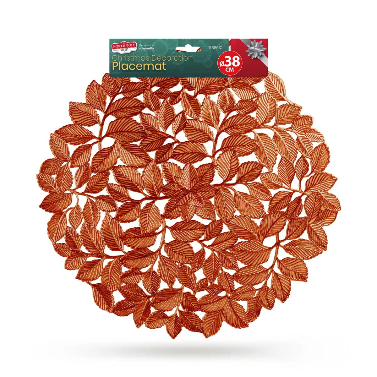 Suport decorativ pentru masa bronz, rotund, efect metalic, PVC, diametru 38 cm - imagine 3