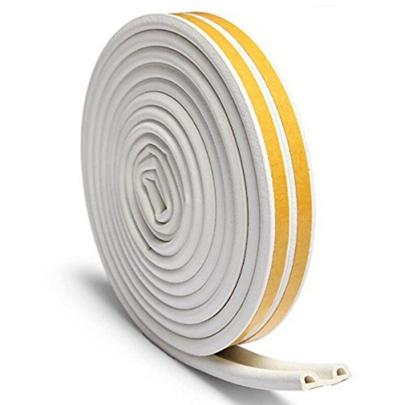 Banda Autoadeziva pentru Etansarea Usilor si Ferestrelor, Profil P, 9mm x 5.5mm, Rezistenta UV, Cauciuc EPDM, 6 m, Alb