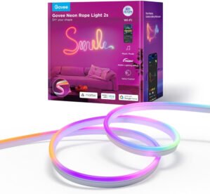Banda LED Govee Neon Rope 2 H61D4-W RGBIC, Inteligenta, 4m, Sincronizare Muzica, Matter, Wifi, Alexa, Google Asistant – alb