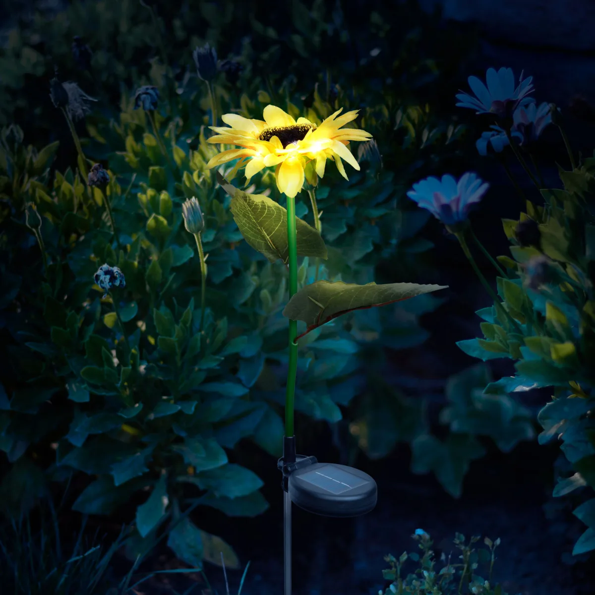 Lampa solara floarea soarelui 75 cm, 8 LED alb cald, iluminat gradina cu tarus
