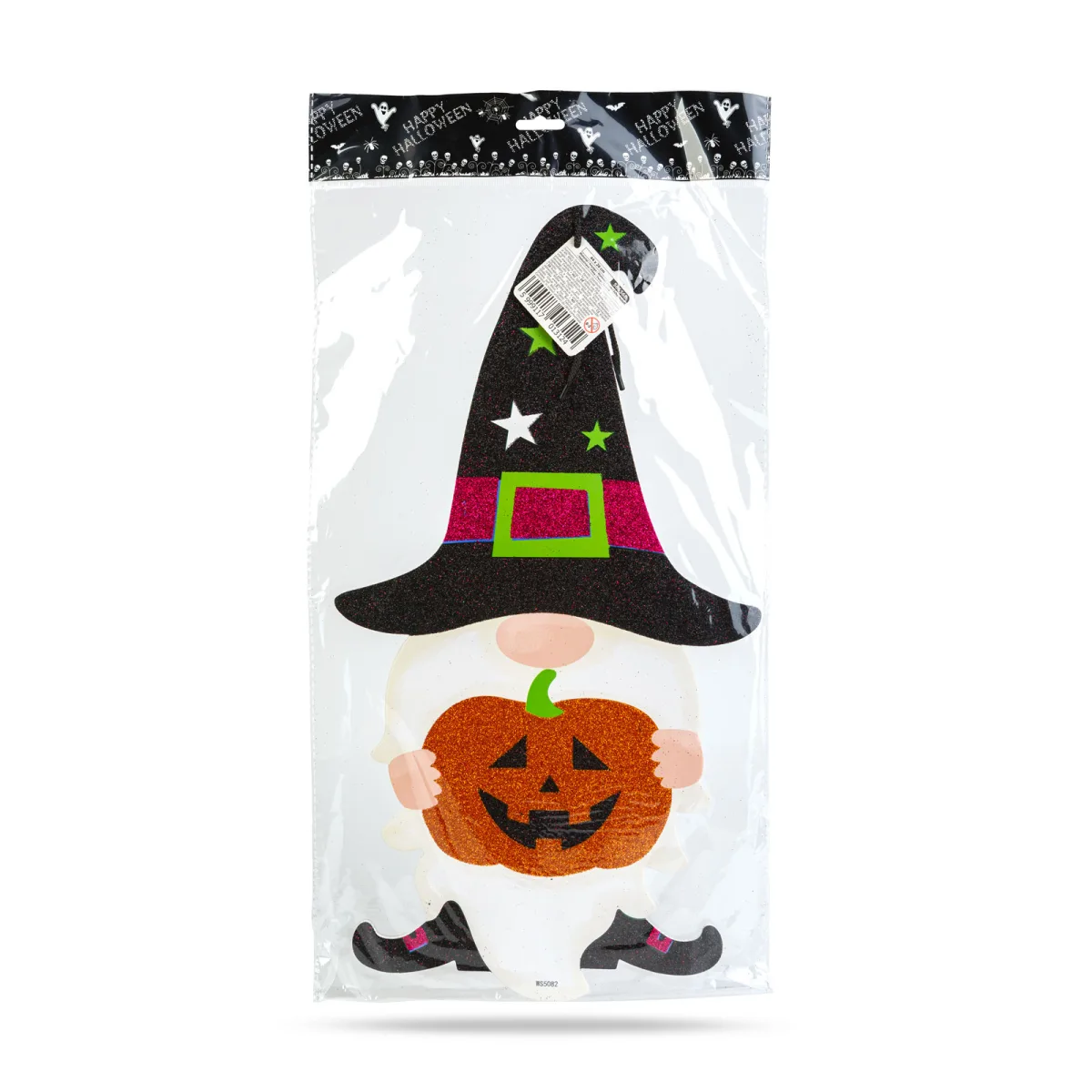 Decor Halloween elf agatat, spuma, 44x26 cm, portocaliu stralucitor, negru - imagine 3