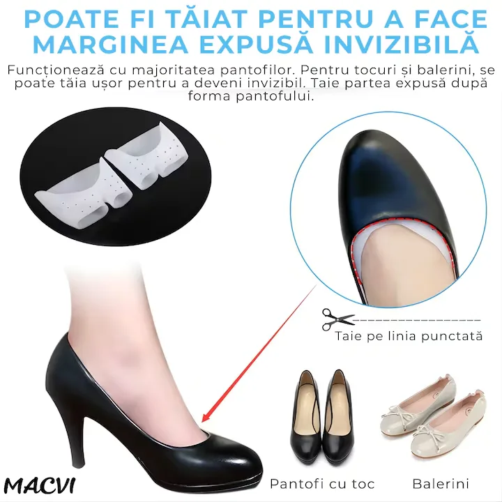 Protectii Gel pentru Degete si Antepicior, MACVI, Set 1 Pereche, Silicon, Ameliorare Dureri Monturi si Fasciita Plantara - imagine 4