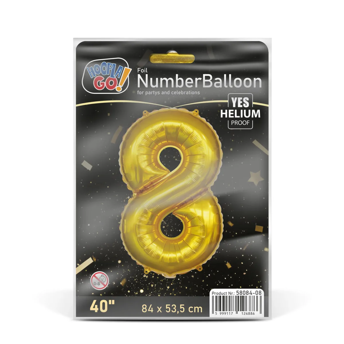 Balon folie cifra 8 auriu, 40 inch, 78 x 50 cm, umflare cu aer sau heliu - imagine 4