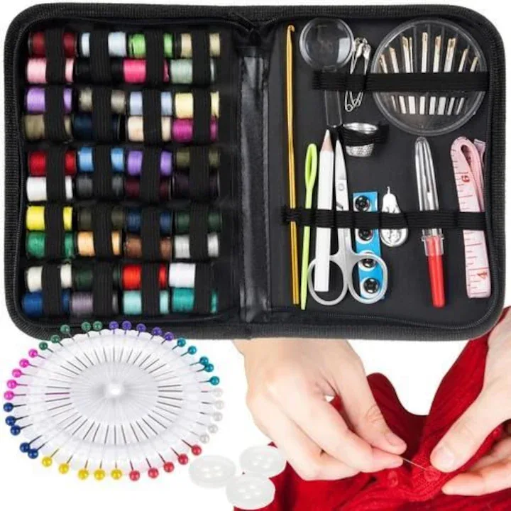 Trusa Croitorie Completa Macvi®, 128 Piese, Ace Cusut, Papiote Colorate, Foarfeca, Accesorii, Portabila, Organizator - imagine 5