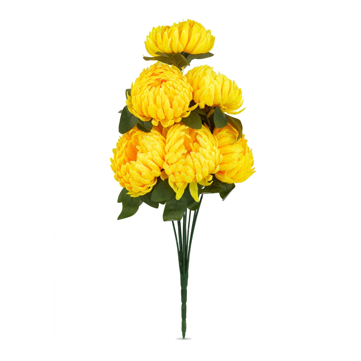 Crizantema artificiala galbena 58 cm, floare decorativa realista interior exterior - imagine 2