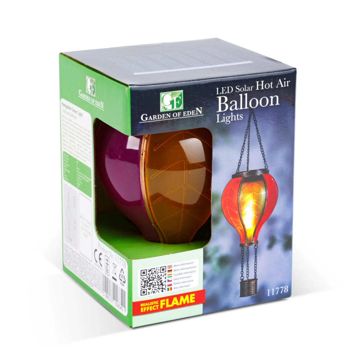 Lampa solara suspendabila balon aer cald, efect flacara, 12 LED galben, decor gradina terasa exterior - imagine 3