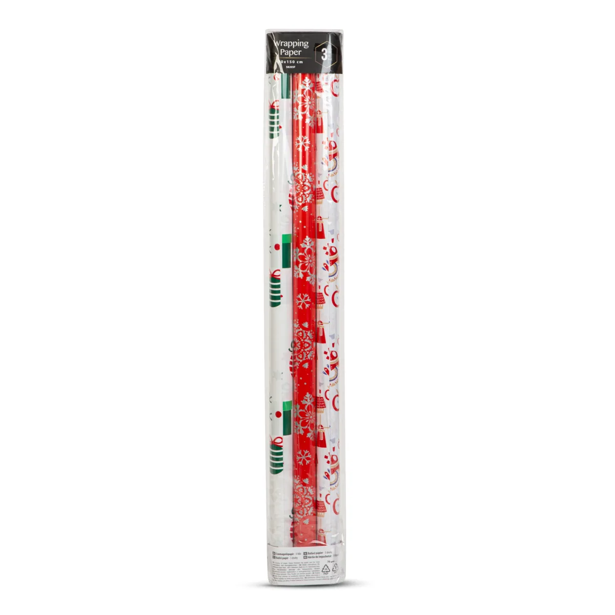 Hartie de impachetat cadouri set 3 role 70x150 cm, hartie decorativa 70gsm - imagine 2