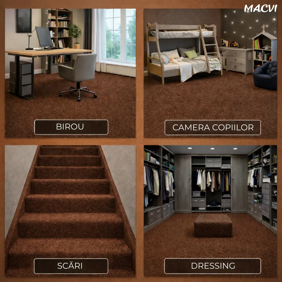 Mocheta scari Macvi® dale autoadezive 60x60 cm, 1 buc. mocheta textila, ajustabila, montaj rapid fara unelte, curatare usoara, potrivita pentru scari, camera copiilor, dressing, aplicare rapida - imagine 4