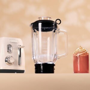Blender Cecotec Power Black Titanium RetroBeige, 1200W, Bol sticla 1.5L