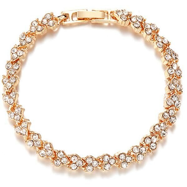Bratara Tennis cu Pietre Semipretioase Zirconiu, 18 cm, Gold