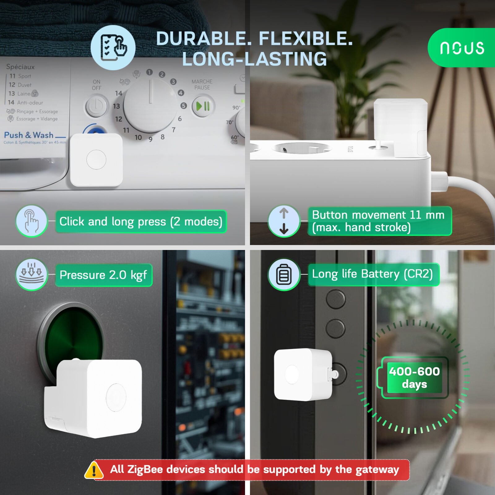 Buton Smart Wireless NOUS C2 Zigbee, dispozitiv automat de apasare butoane, control aplicatie, compatibil Alexa Google Assistant - imagine 4