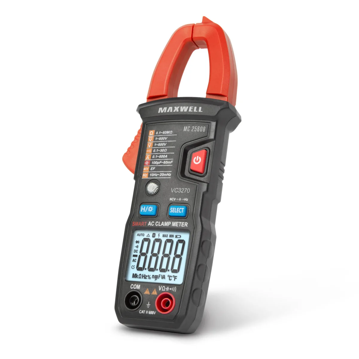 Cleste ampermetric digital automat 600A, 600V, frecventa, capacitate, iluminare LED