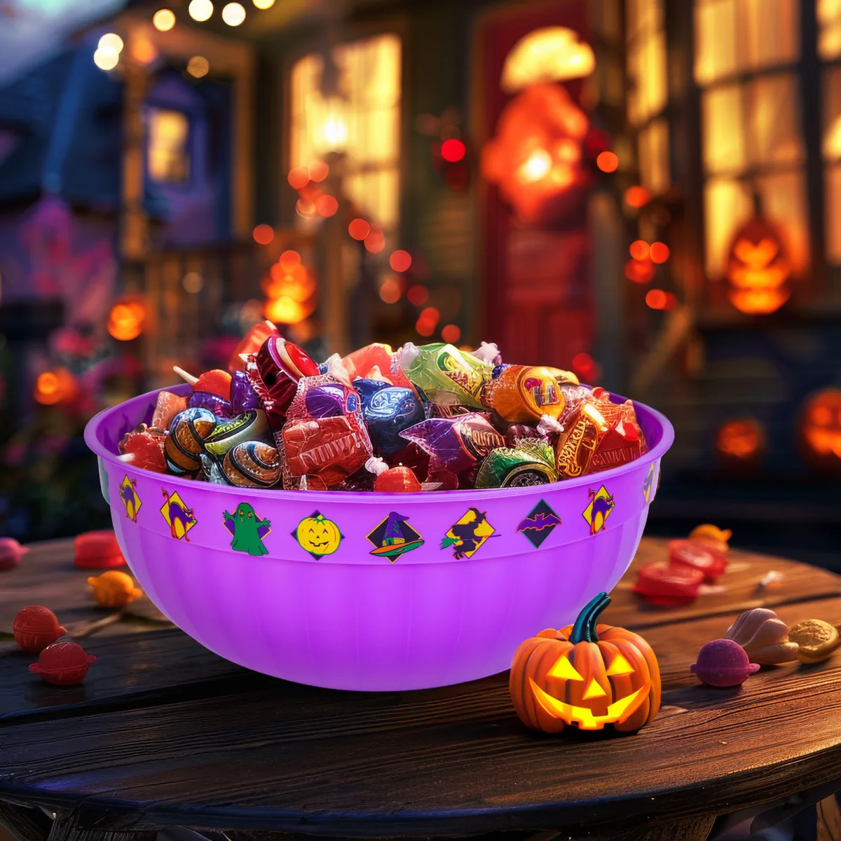 Bol servire Halloween violet, plastic, 30x12 cm