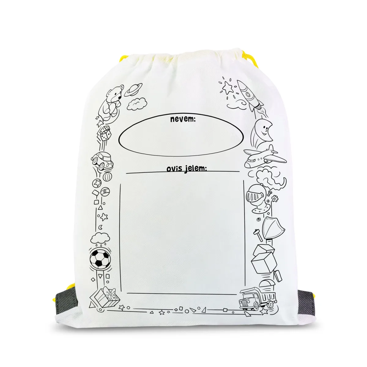 Rucsac sport copii de colorat 33x27 cm, personalizabil, material PET, multicolor