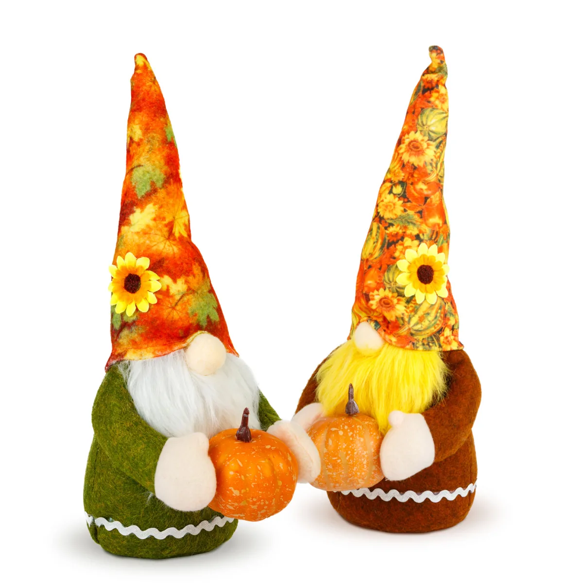 Decor toamna, gnom cu dovleac, 35 cm, figurina textila - imagine 2