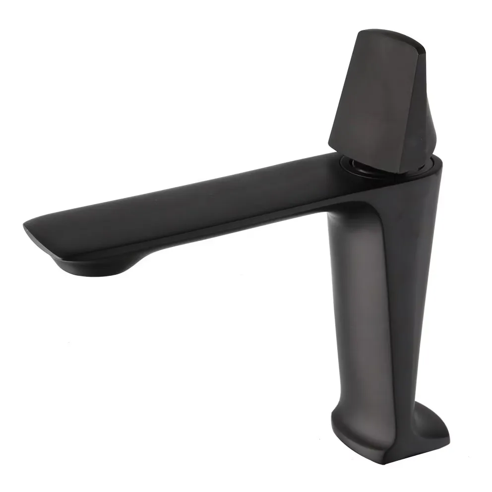Baterie lavoar baie Macvi® Alan negru mat inaltime 175 mm pipa 110 mm montaj pe chiuveta din alama design modern
