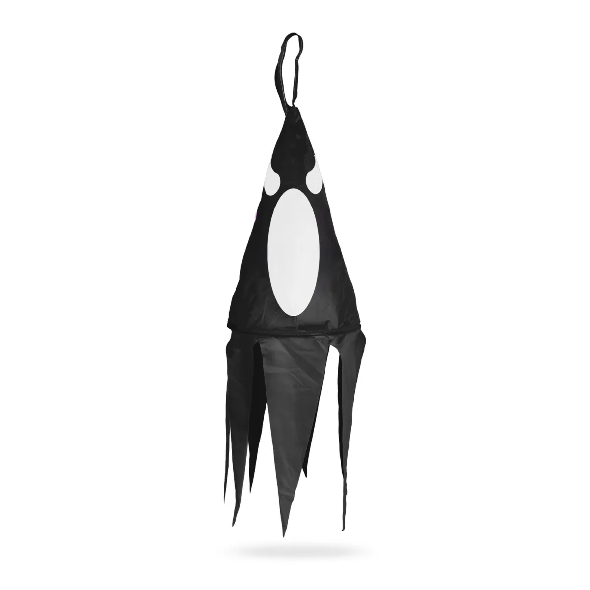 Decor Halloween iluminat, fantoma neagra, 10 LED-uri colorate, de agatat, 75x20 cm, pe baterii - imagine 2