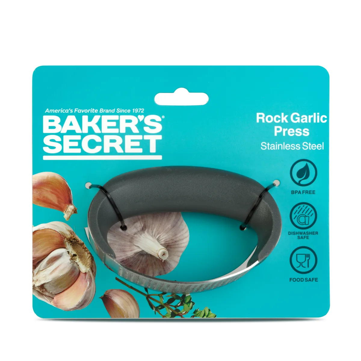 Presa usturoi Baker's Secret inox, zdrobitor usturoi ergonomic pentru maruntire rapida si usoara - imagine 4