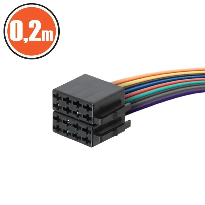 Conector ISO auto, mufa radio, cablu 0.2m, adaptor alimentare si difuzoare