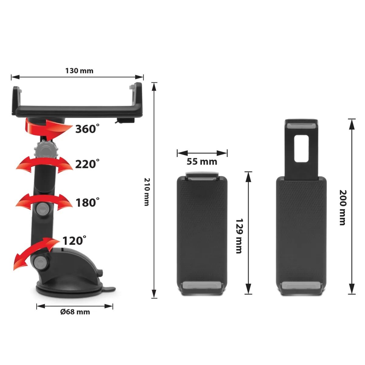Suport telefon auto universal ventuza nano reglabil 360 compatibil 12-18 cm prindere sigura - imagine 7