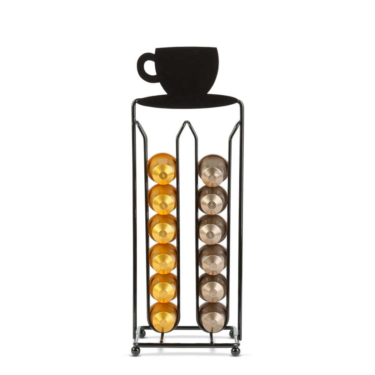 Suport capsule cafea Nespresso 28 capsule, metal, negru mat, organizator vertical pentru espressor - imagine 3