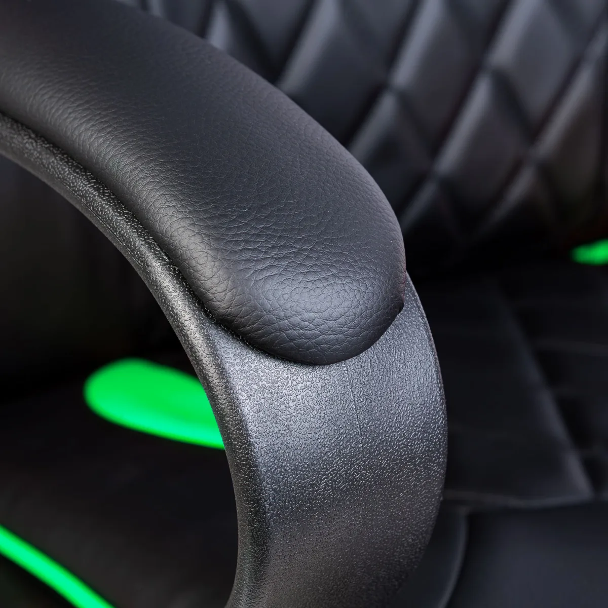 Scaun gaming ergonomic reglabil, cu cotiere fixe, negru verde, rotativ, suport 110 kg - imagine 4
