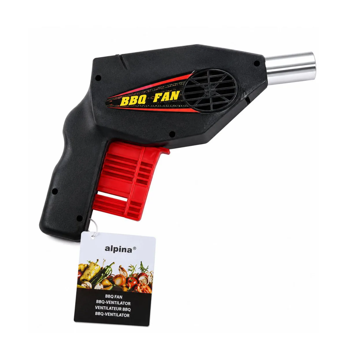 Suflanta manuala pentru aprinderea gratarului BBQ si carbunilor, 5 x 19 x 21 cm, negru