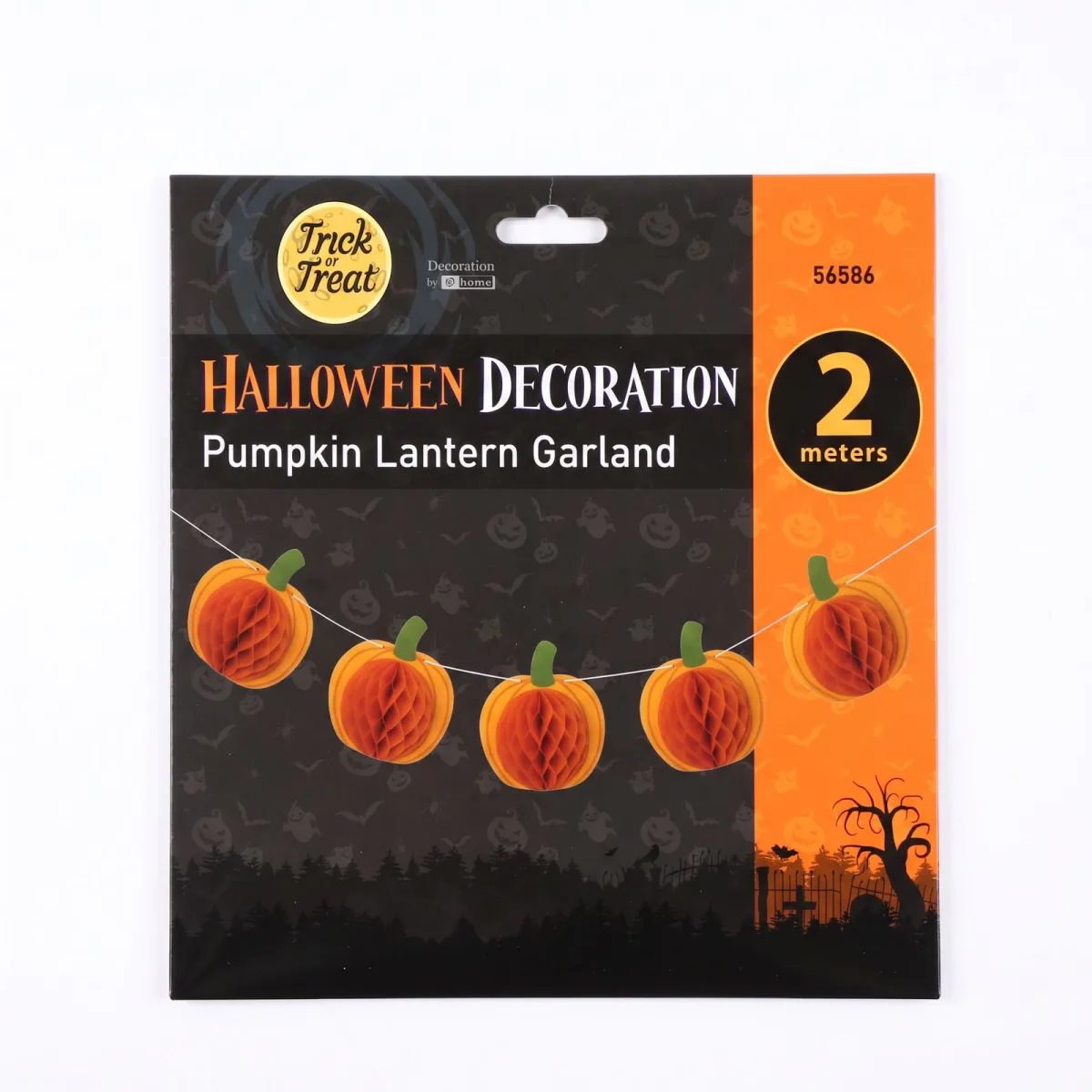 Decor Halloween, ghirlanda lampioane dovleac, hartie, 2 m - imagine 3