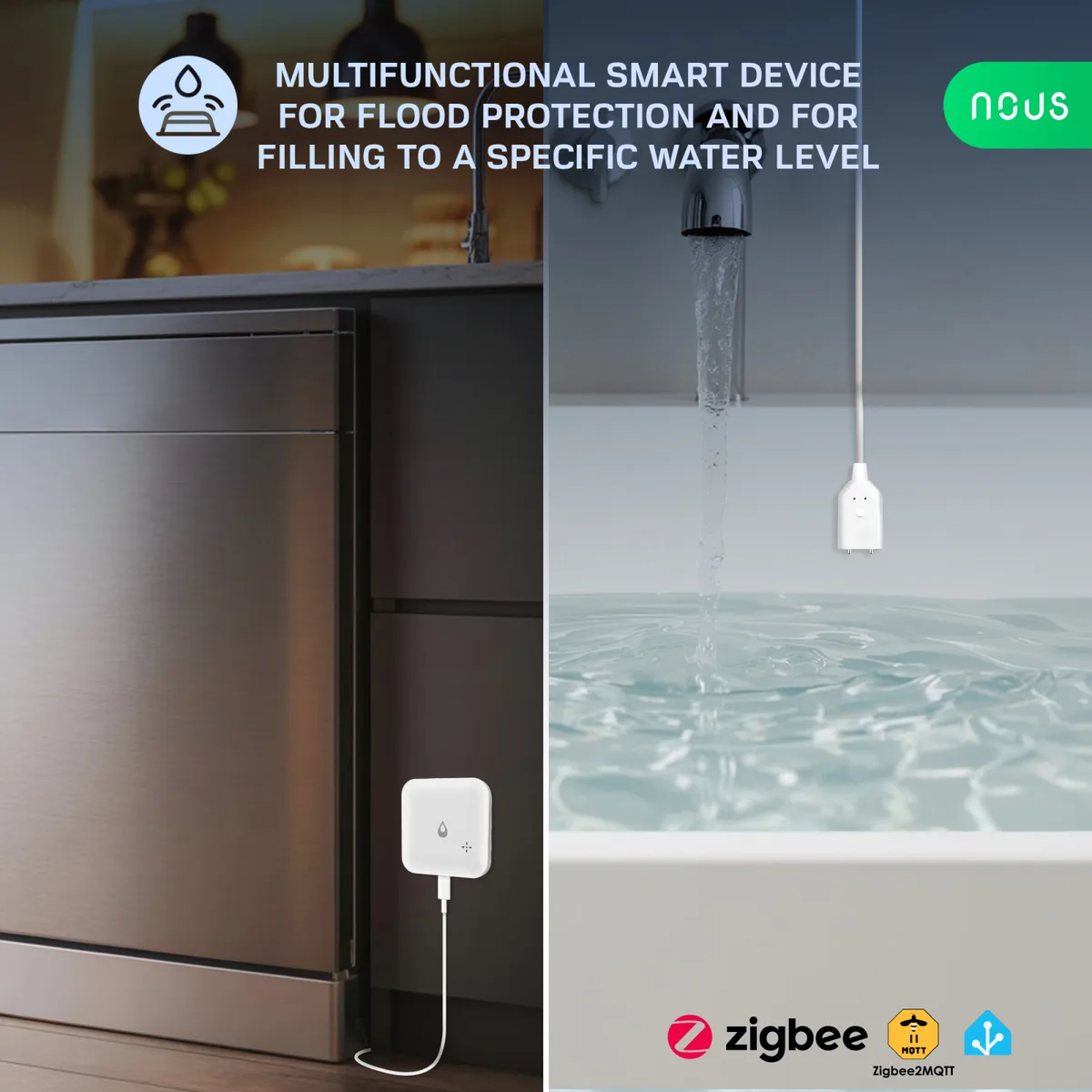 Senzor smart NOUS E13, Zigbee 3.0, detectie scurgeri si lipsa apa, alarma locala, notificari mobile, IP66, alimentare baterii - imagine 3