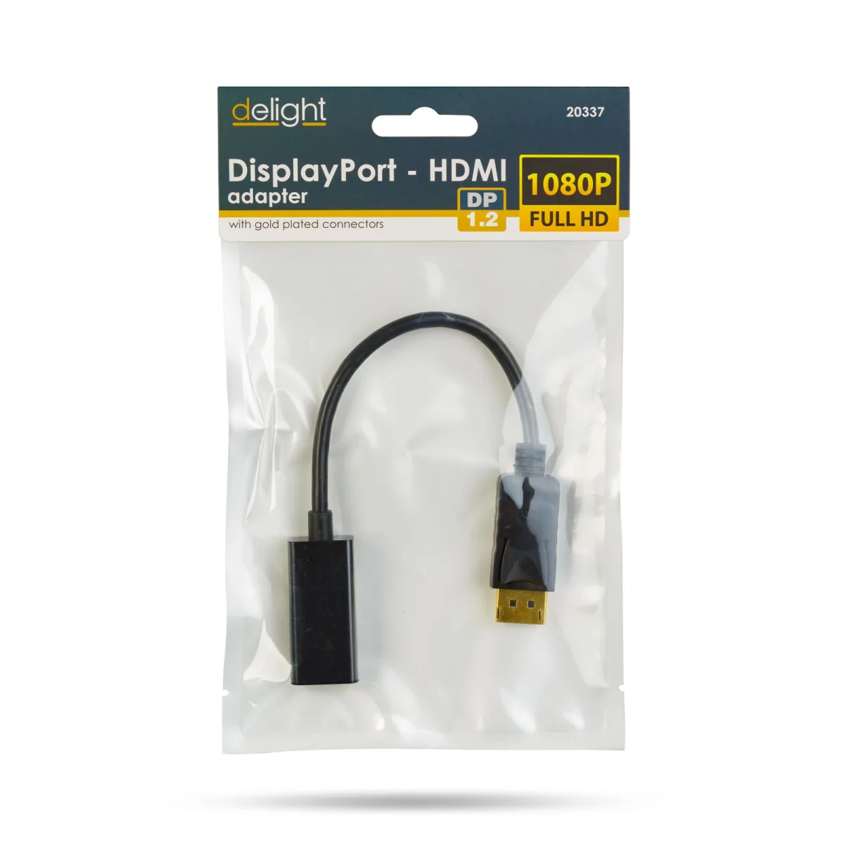 Adaptor DisplayPort la HDMI, Full HD 1080p, 25cm, audio video, negru - imagine 2