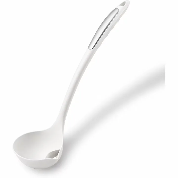 Polonic separator de grasime Macvi®, silicon alimentar, rezistent la caldura, alb