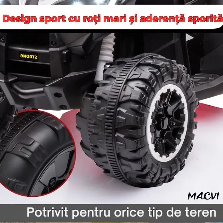 ATV Electric MACVI® pentru Copii cu Motor 6V si Baterie Reincarcabila, Potrivit 18-36 Luni, Control Simplu si Siguranta Sporita, Alb - imagine 3