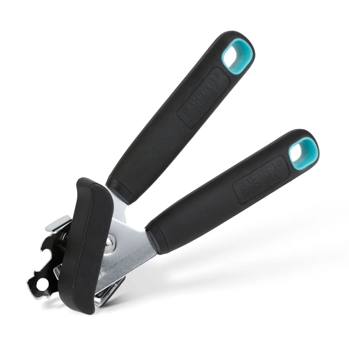 Deschizator conserve Baker's Secret 18.6 cm negru, manual cu maner ergonomic pentru deschidere usoara