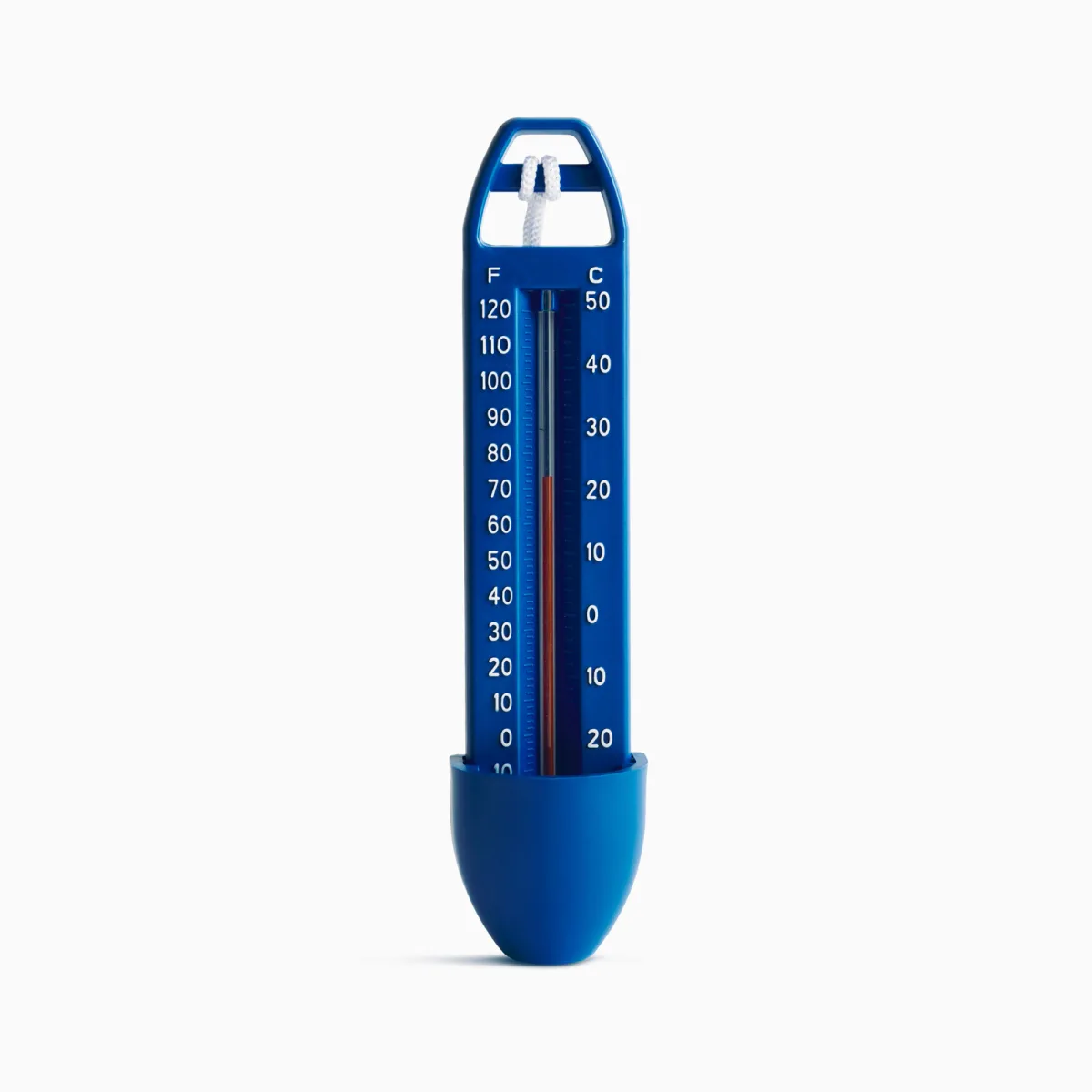 Termometru pentru piscina, 17 x 4,5 cm, albastru, plastic, plutitor, cu sfoara, masurare C/F