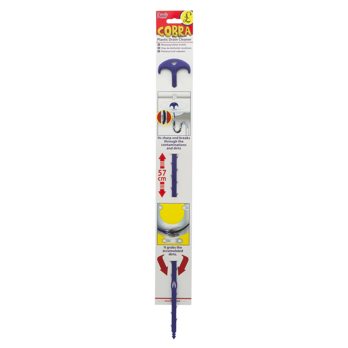 Desfundator scurgere 57 cm, plastic, flexibil, albastru - imagine 3