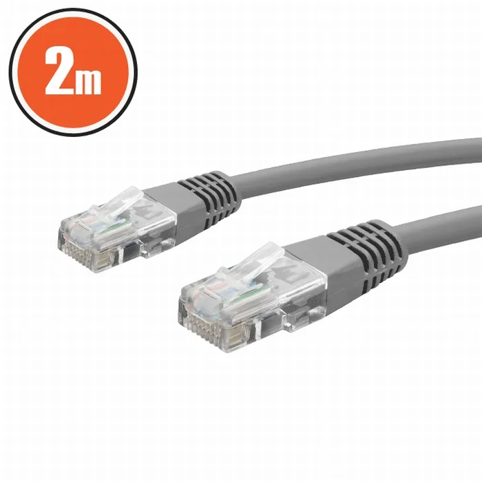 Cablu retea UTP CAT5e, 2m, RJ45, patch internet, gri