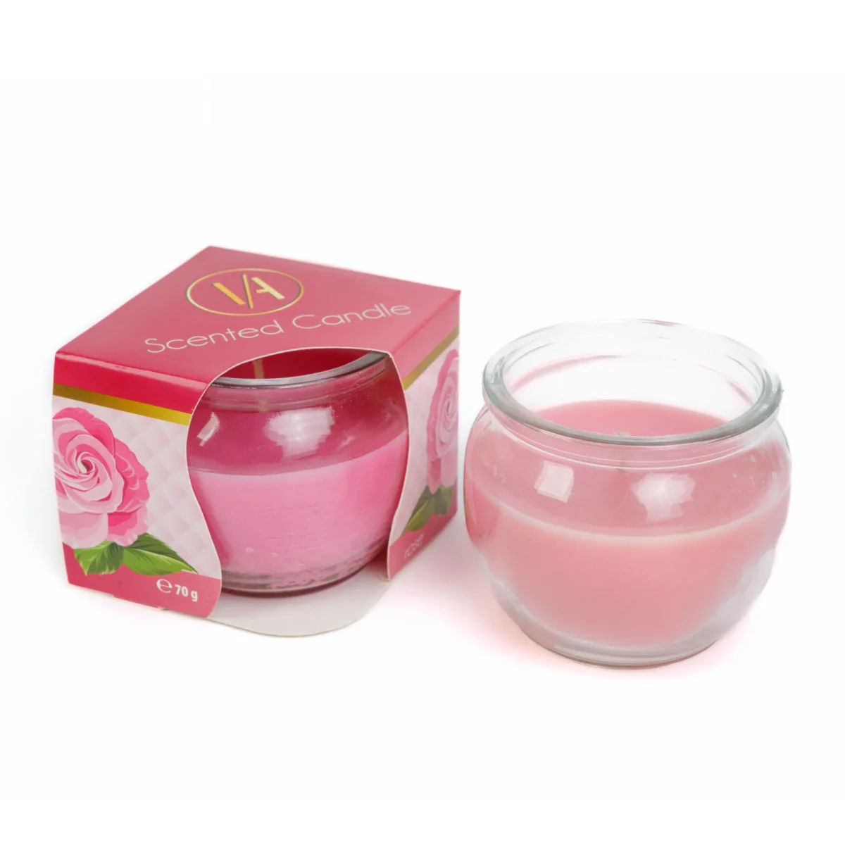 Lumanare parfumata, aroma trandafir, 70 g - imagine 2