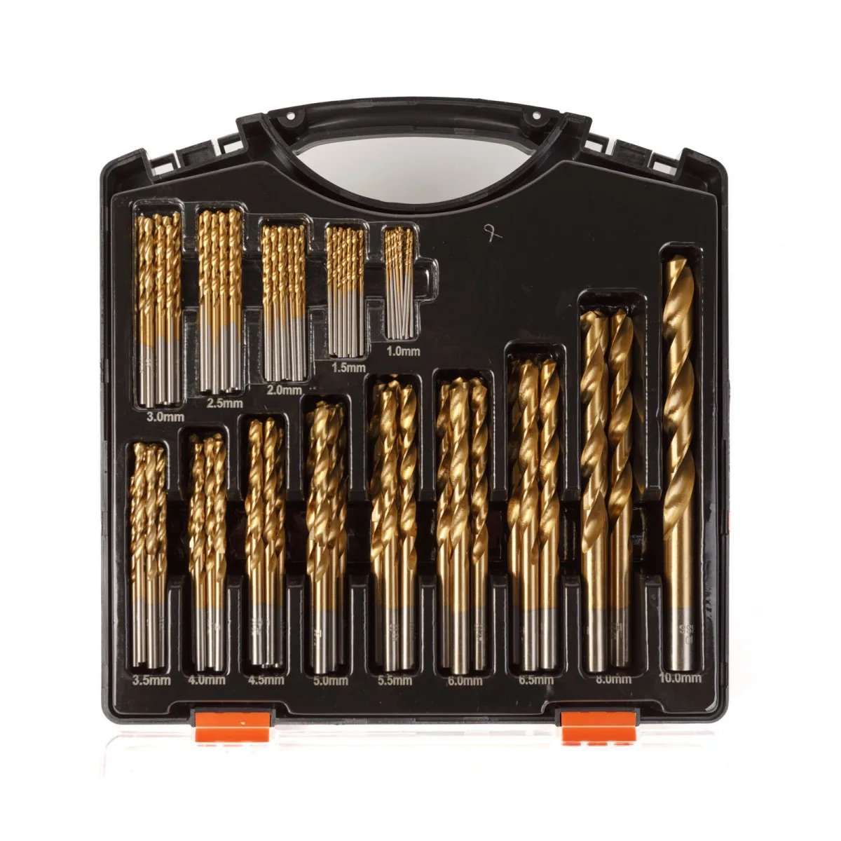 Set 120 burghie HSS pentru metal, 14 dimensiuni 1-10 mm, strat titan, cutie organizatoare
