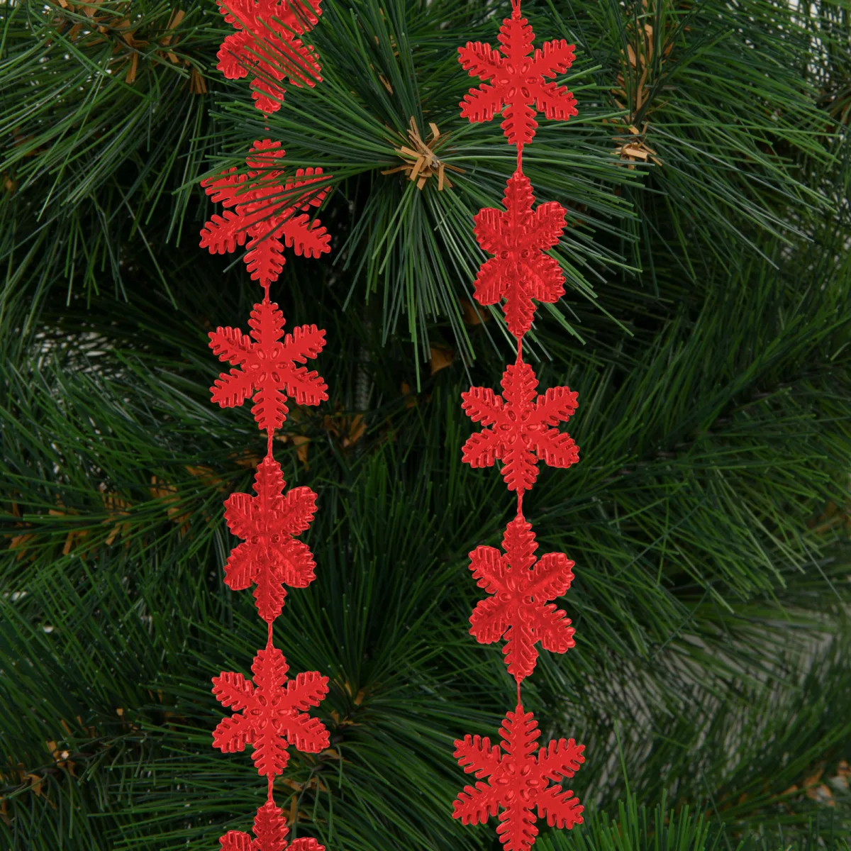 Ghirlanda Craciun, fulgi rosii, 2,7 m