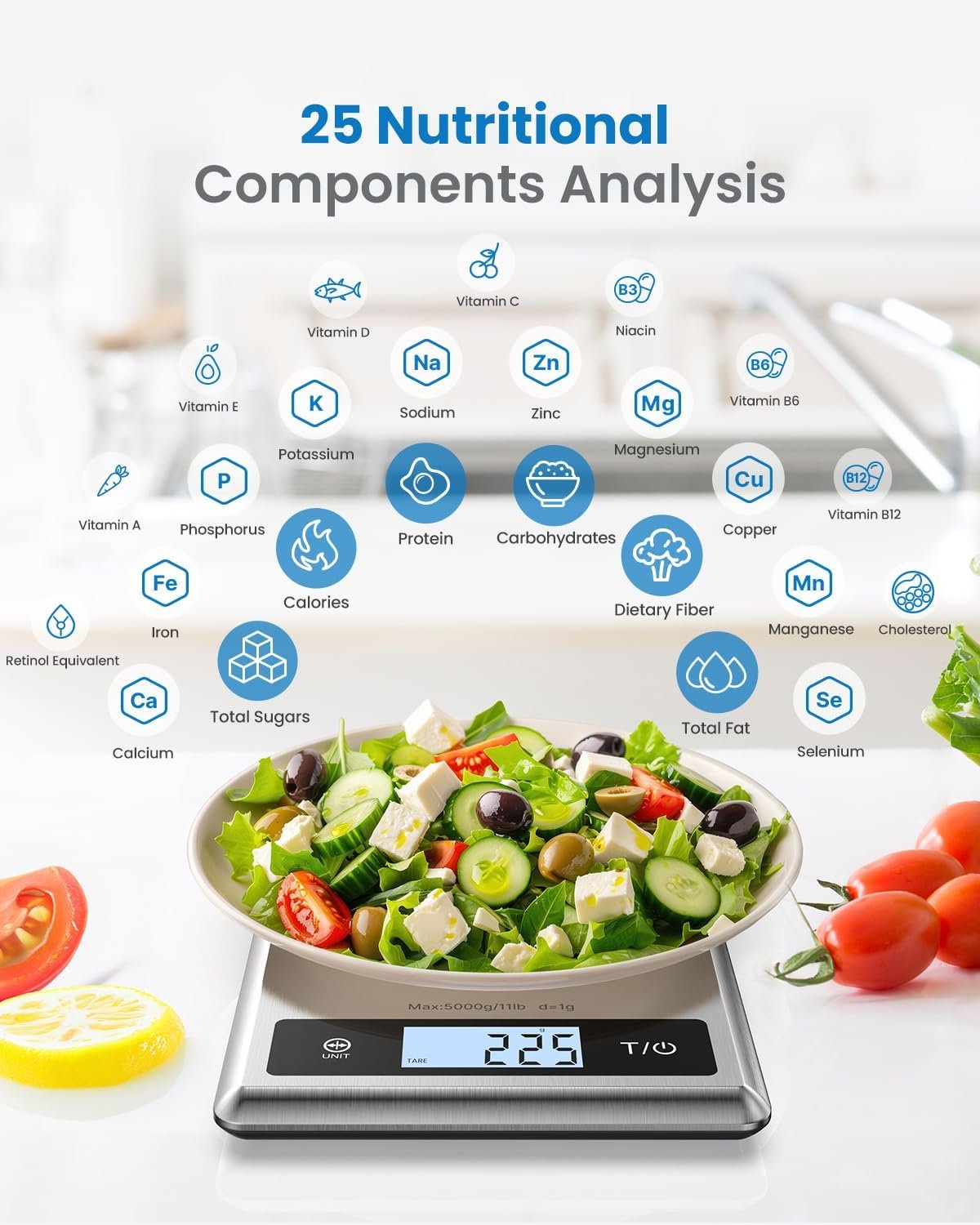 cantar smart digital nutritional de bucatarie renpho calibra 1 , bluetooth, calorii, dieta si fitness 2 Cantar SMART Digital Nutritional de Bucatarie RENPHO Calibra 1 , Bluetooth, Calorii, Dieta si Fitness - imagine 2