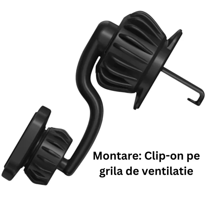 Suport auto magnetic Macvi®, rotire 360°, prindere ventilatie, magneti N52, compatibil telefon, tableta, ABS premium, aluminiu, negru 6.5x4.9x3.6 cm - imagine 4