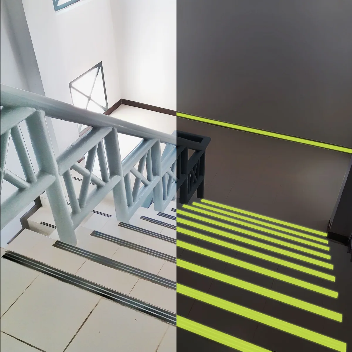Banda adeziva antiderapanta fosforescenta 5 m x 50 mm, banda siguranta trepte si rampe, vizibila in intuneric
