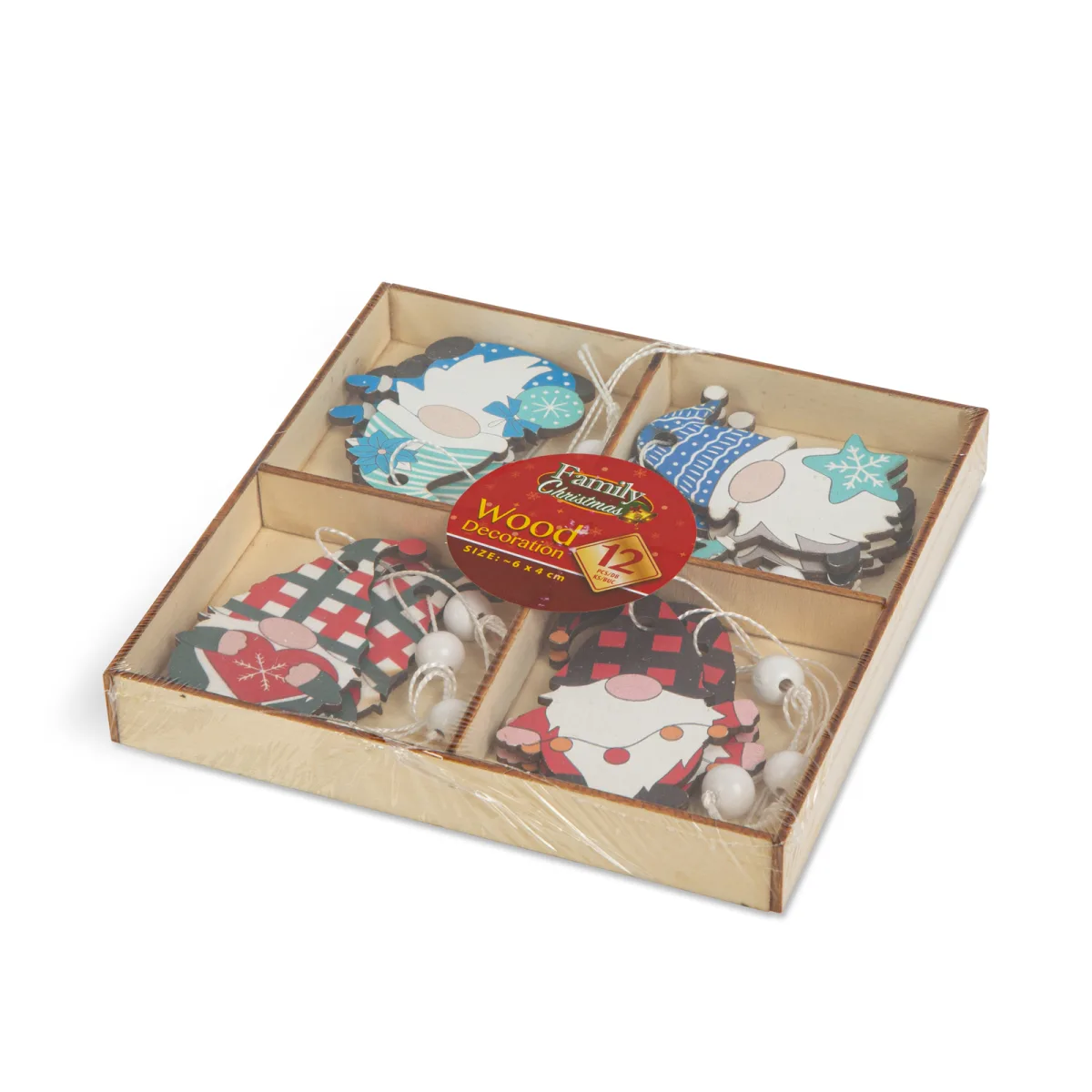 Set decoratiuni brad lemn elf 12 buc, figurine agatatoare, 4 modele, stil scandinav - imagine 3