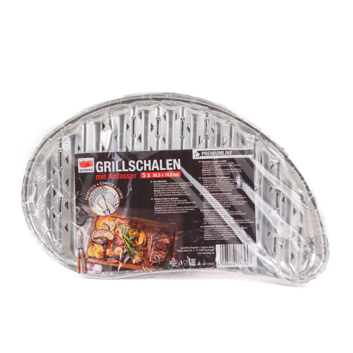 Set 5 tavi pentru gratar din aluminiu, perforate, pentru carne si legume, 30,5 x 18,5 cm