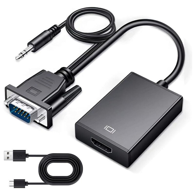 Convertor VGA la HDMI si Audio, Full HD 1080P/60Hz, Negru