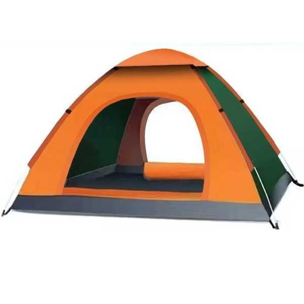 Cort Automat de 3-4 Persoane Pentru Camping sau Plaja, Impermeabil, Rezistent UV, Plasa Anti-Tantari, Poliester 170T si Panza Oxford 210D, 200x200x135 cm, Portocaliu