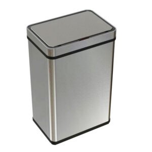 Cos de gunoi cu senzor automat Rovotec SD-807, Inox, 50L, Filtru carbon, Deschidere cu senzor sau touch, Inel sac de gunoi