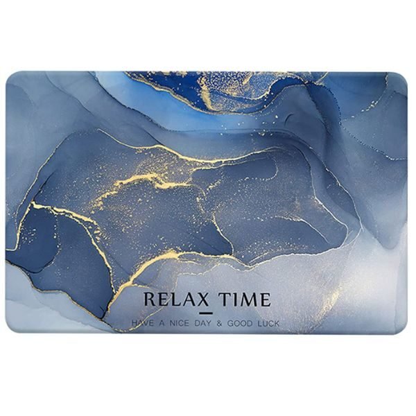 Covoras pentru baie Relax Time ultra absorbant, anti-alunecare, material Diaton, Model Marmura Luxury , 40 x 60 cm, Blue