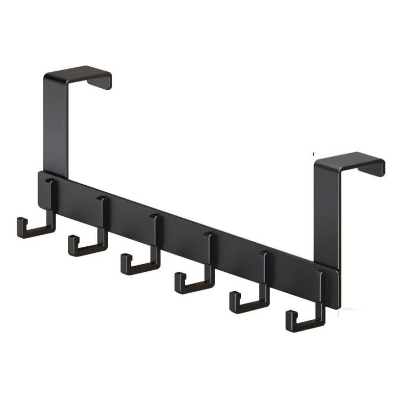 Cuier Metalic Mercaton cu 6 Carlige, Montare pe Usa, Maxim 30 kg, Negru, 44 x 12.3 cm